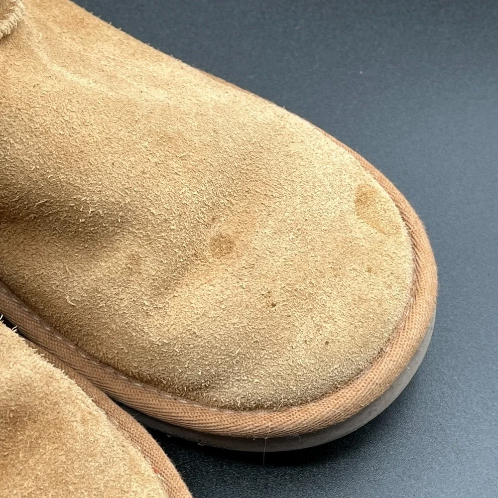 Koolaburra by UGG Victoria Short Boots Kids 3 Brown Suede Faux Fur Lined 1019374